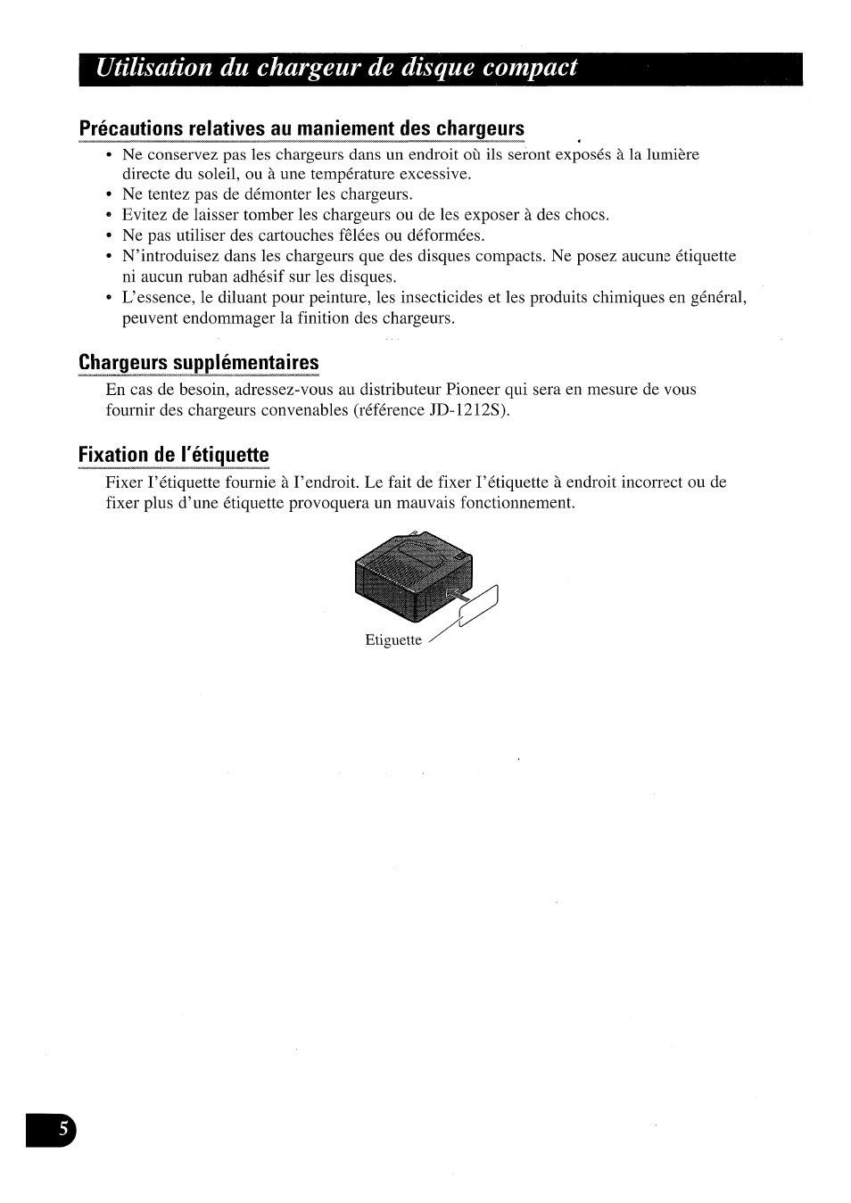 Utilisation du chargeur de disque compact | Pioneer CDX-P2050VN User Manual | Page 30 / 100