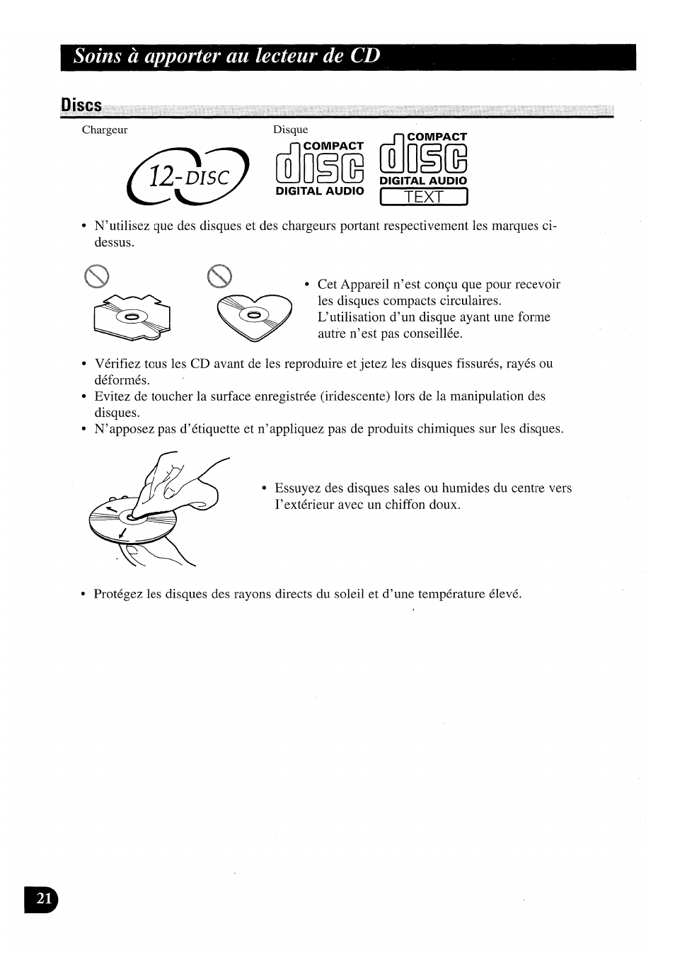 Soins à apporter au lecteur de cd, Dises, Oli [^d | Pioneer CDX-P2050VN User Manual | Page 46 / 100