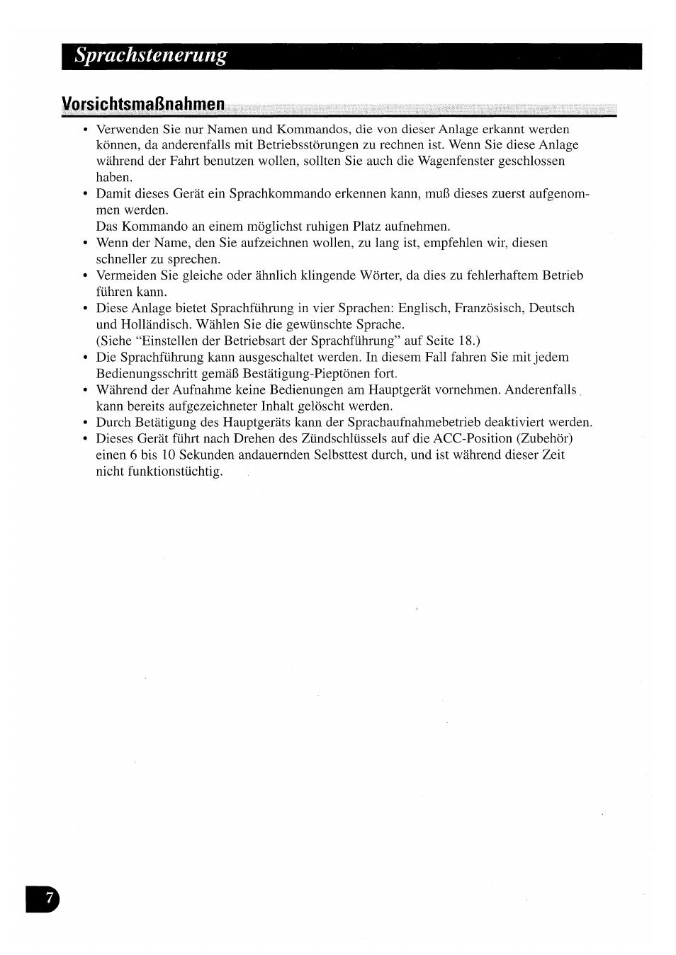 Vorsichtsmaßnahmen, Sprachstenerung | Pioneer CDX-P2050VN User Manual | Page 56 / 100
