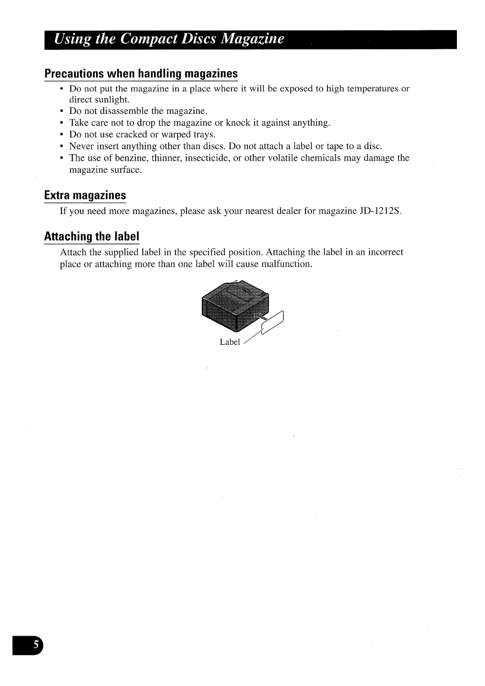 Using the compact discs magazine | Pioneer CDX-P2050VN User Manual | Page 6 / 100