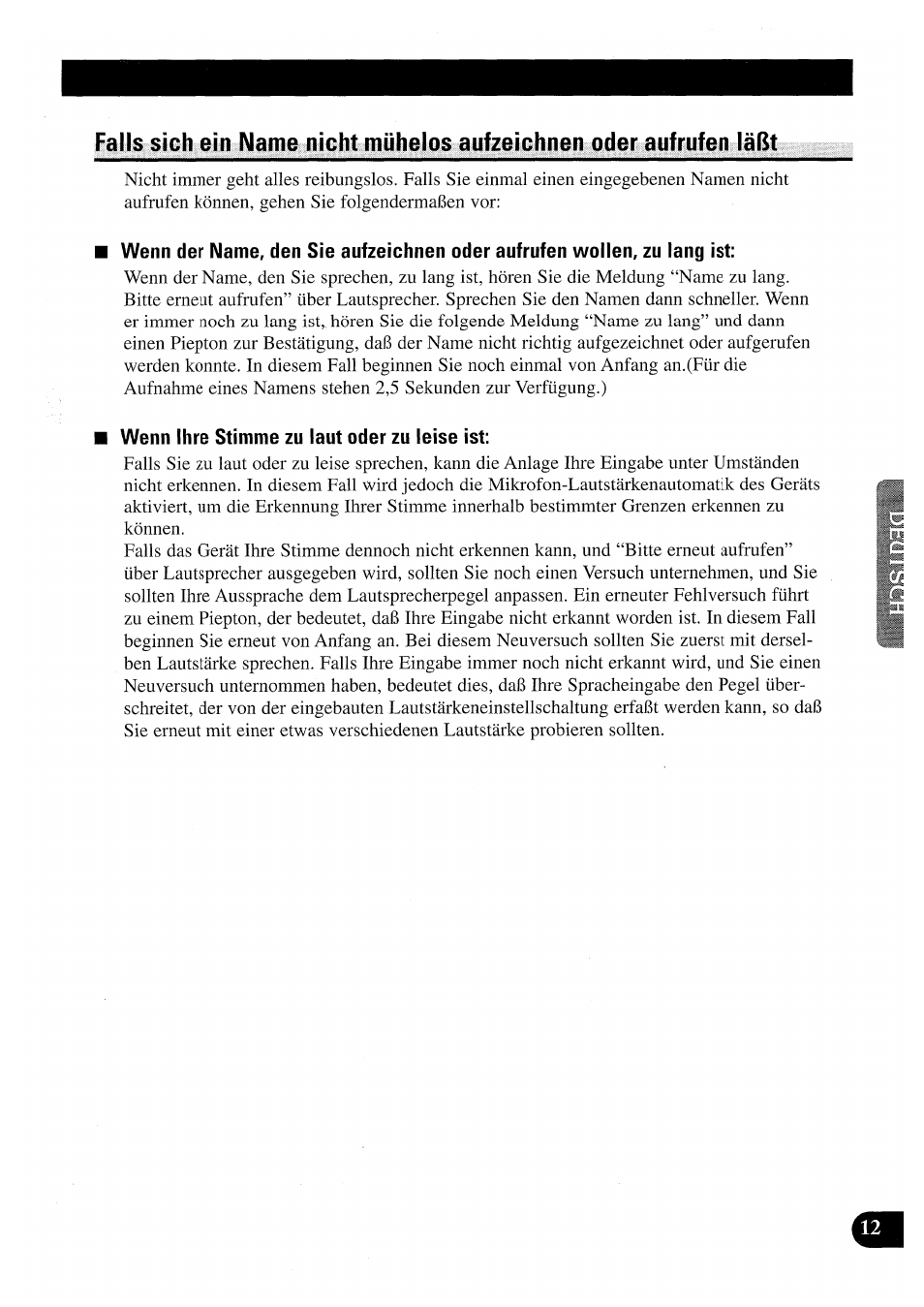Wenn ihre stimme zu laut oder zu leise ist | Pioneer CDX-P2050VN User Manual | Page 61 / 100