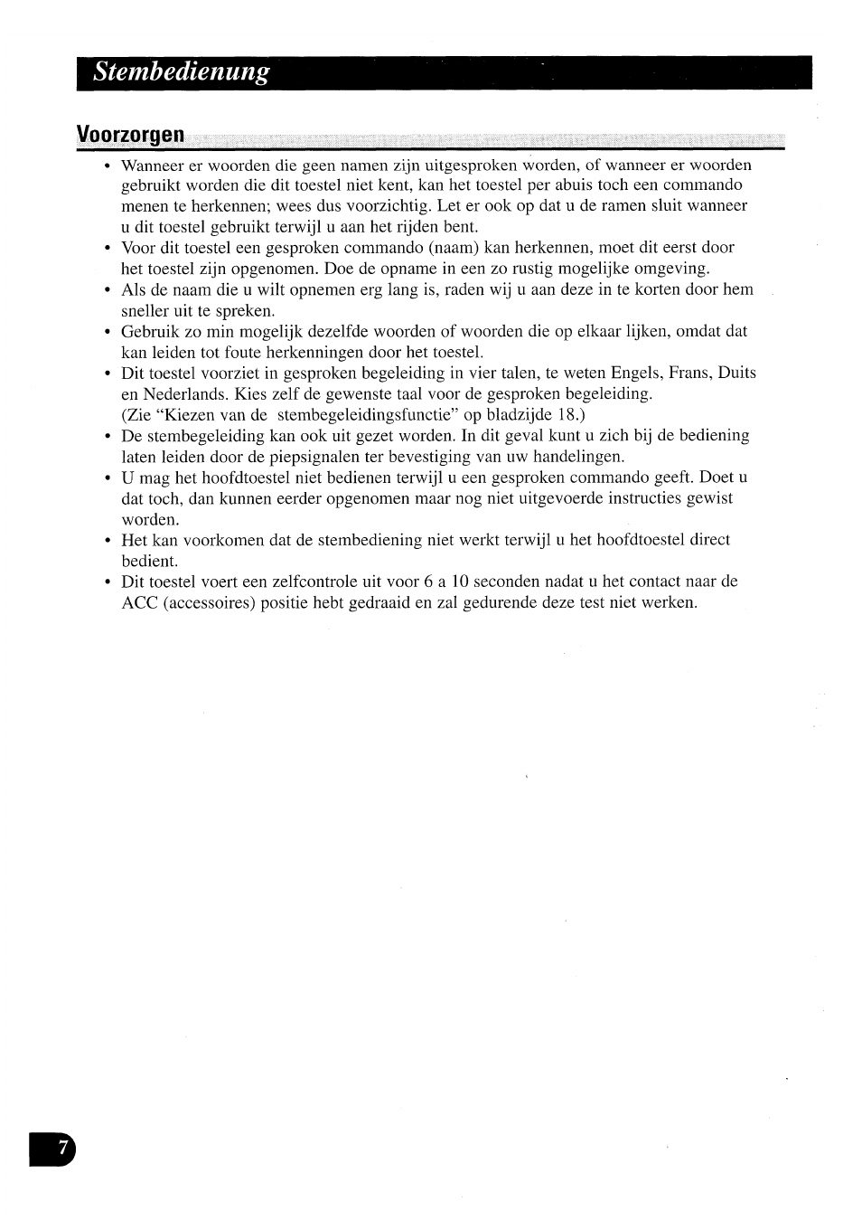 Voorzorgen, Stembedienung | Pioneer CDX-P2050VN User Manual | Page 80 / 100