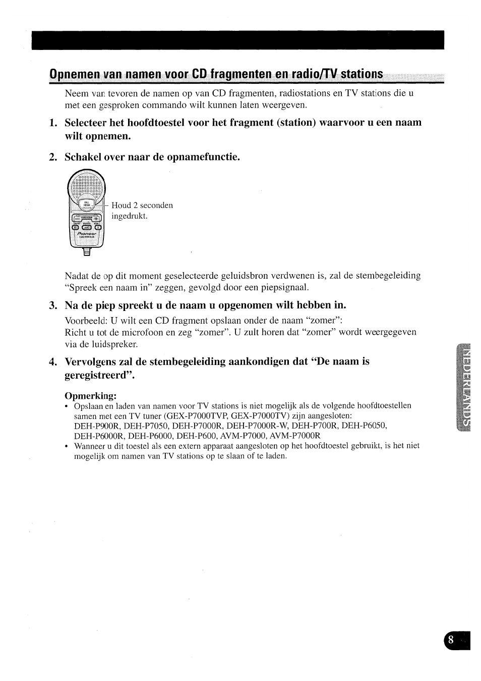 Schäkel over naar de opnamefunctie | Pioneer CDX-P2050VN User Manual | Page 81 / 100