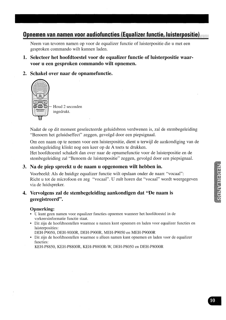 Schäkel over naar de opnamefunctie | Pioneer CDX-P2050VN User Manual | Page 83 / 100