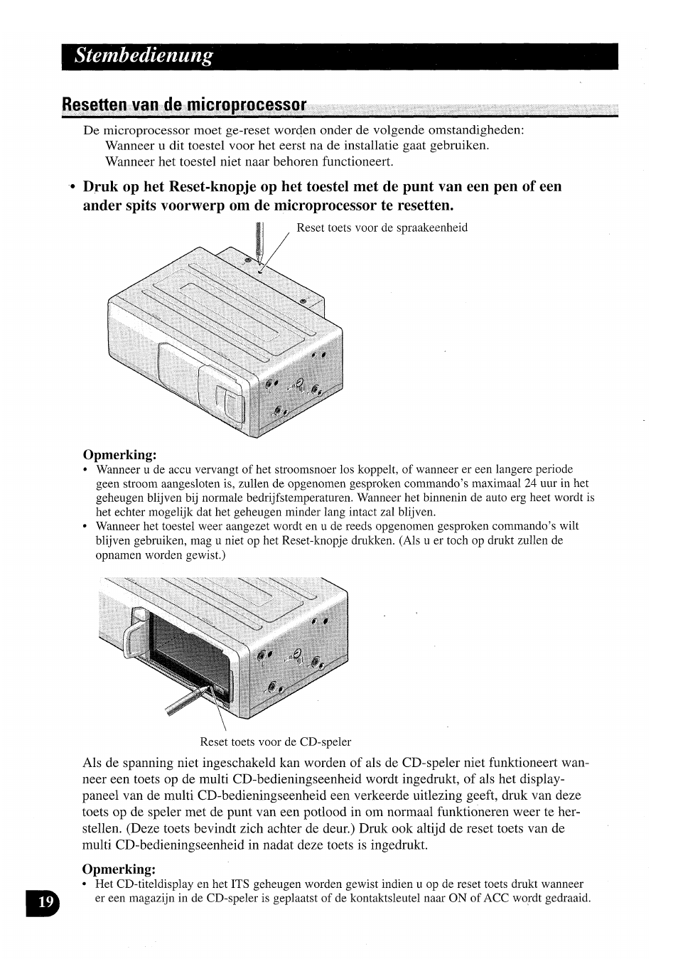 Resetten van de microprocessor, Stembedienung | Pioneer CDX-P2050VN User Manual | Page 92 / 100