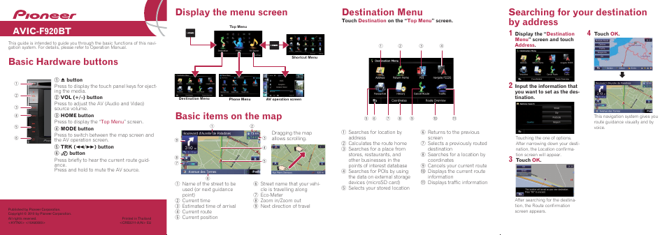 Pioneer AVIC-F920BT User Manual | 2 pages