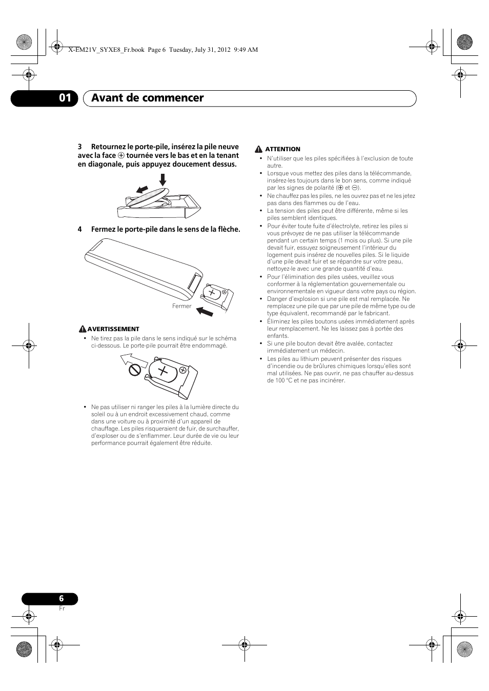 Avant de commencer 01 | Pioneer X-EM21V User Manual | Page 34 / 172