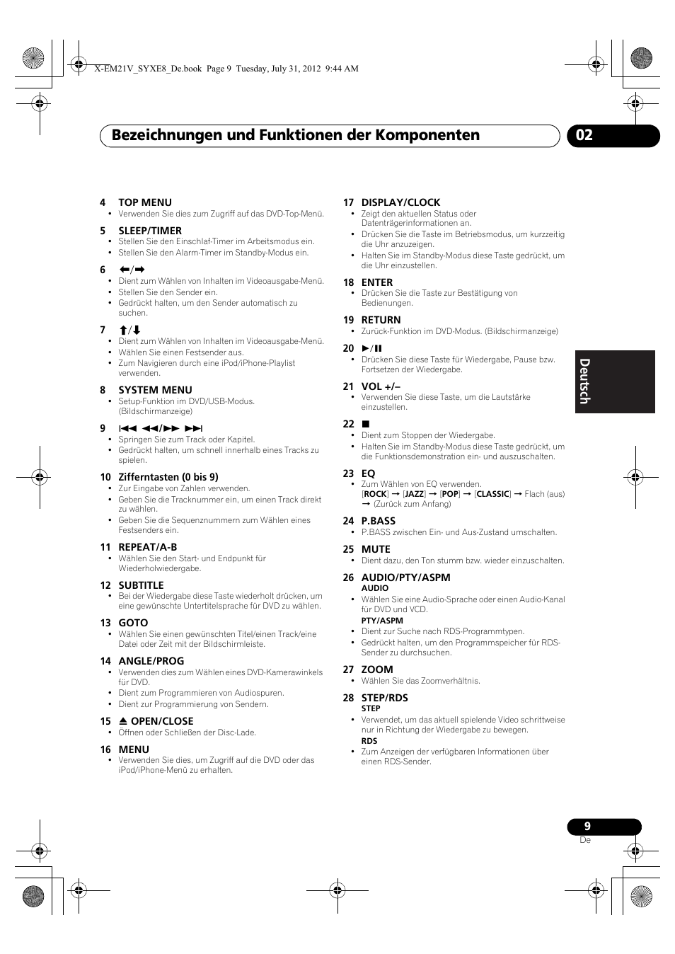 Bezeichnungen und funktionen der komponenten 02 | Pioneer X-EM21V User Manual | Page 65 / 172