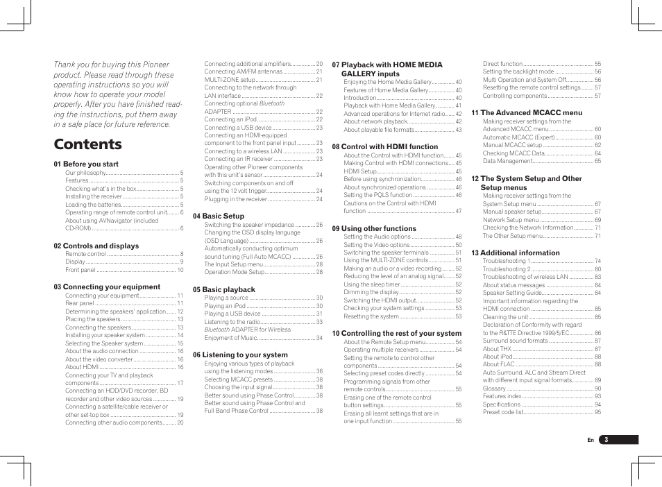 Pioneer VSX-2021 User Manual | Page 3 / 102