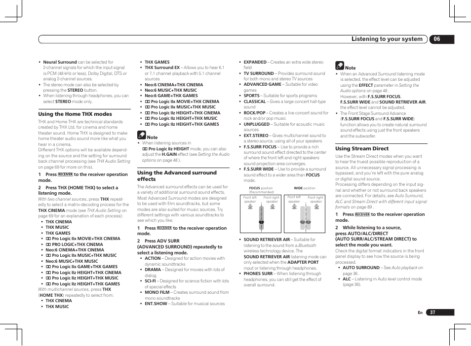 06 listening to your system | Pioneer VSX-2021 User Manual | Page 37 / 102