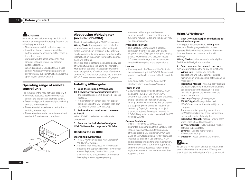 01 before you start | Pioneer VSX-2021 User Manual | Page 6 / 102