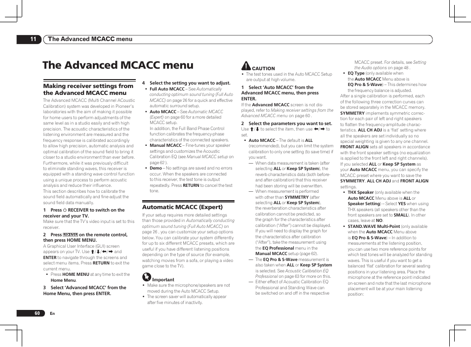 The advanced mcacc menu | Pioneer VSX-2021 User Manual | Page 60 / 102