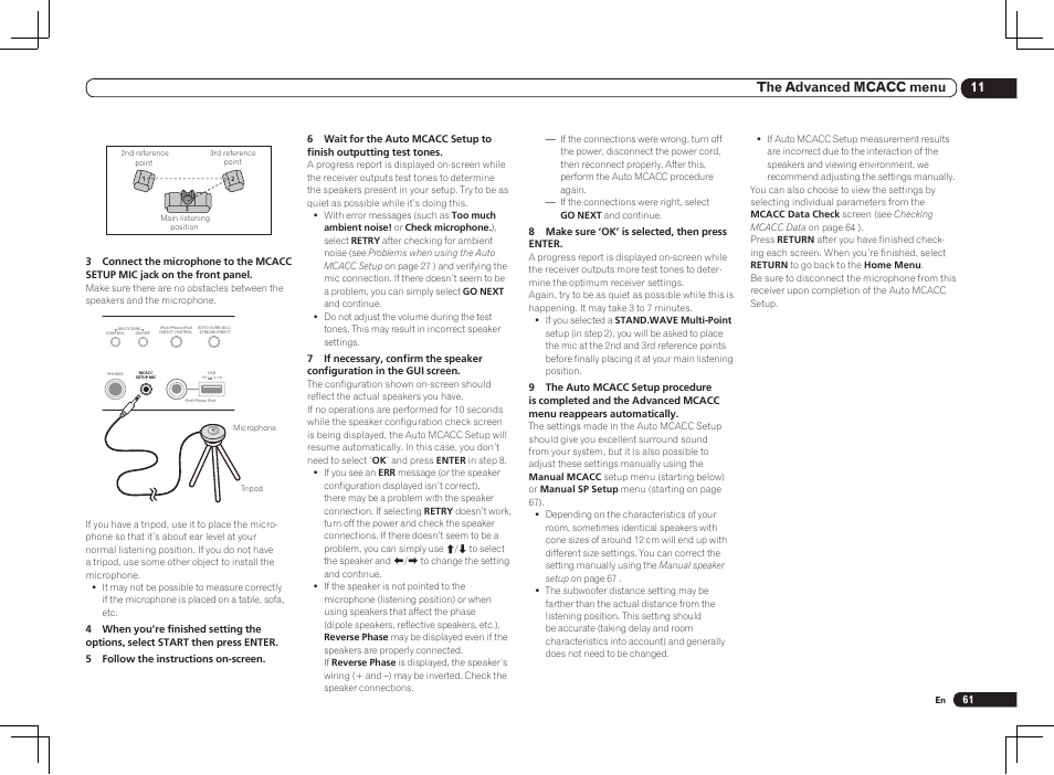 11 the advanced mcacc menu | Pioneer VSX-2021 User Manual | Page 61 / 102