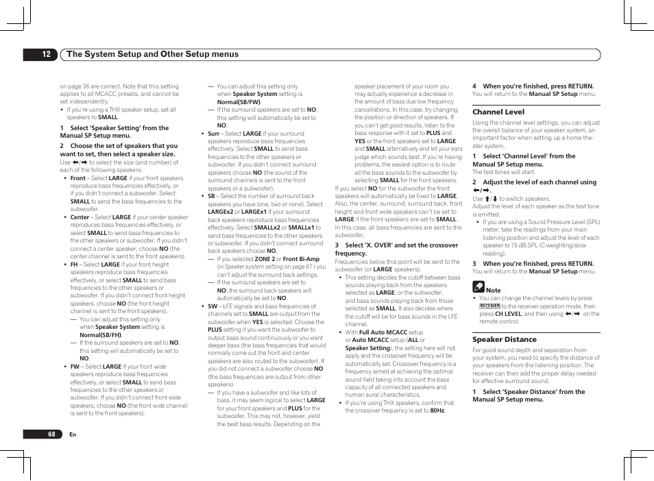 12 the system setup and other setup menus | Pioneer VSX-2021 User Manual | Page 68 / 102