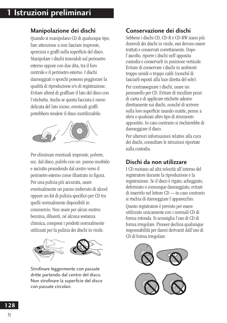 1 istruzioni preliminari | Pioneer PDR-F10 User Manual | Page 128 / 162