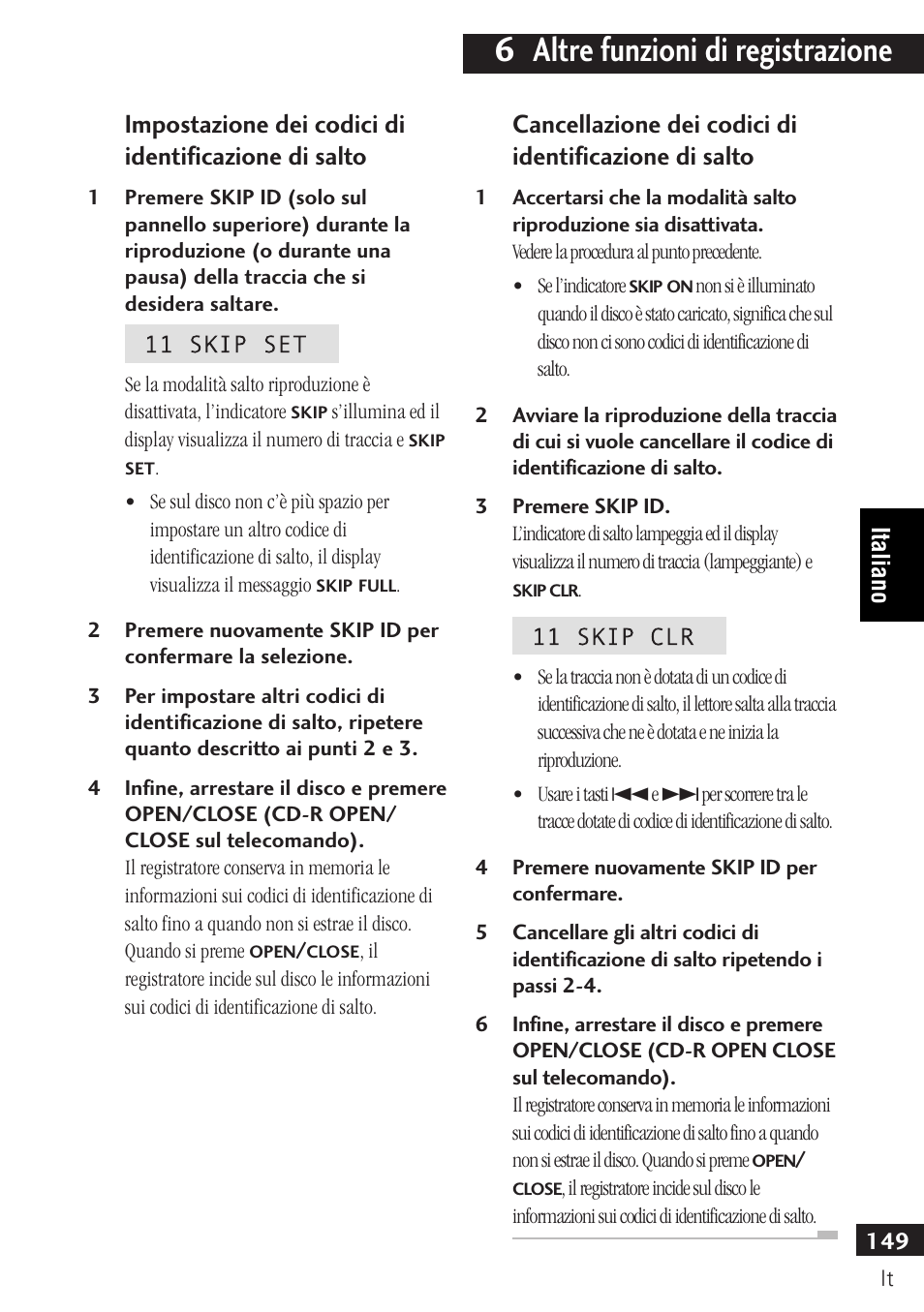 6 altre funzioni di registrazione | Pioneer PDR-F10 User Manual | Page 149 / 162