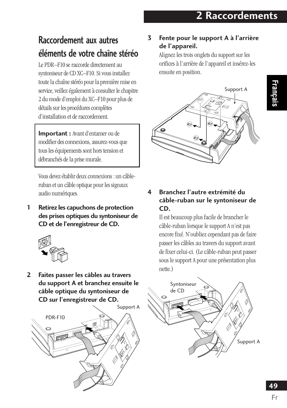 2 raccordements | Pioneer PDR-F10 User Manual | Page 49 / 162