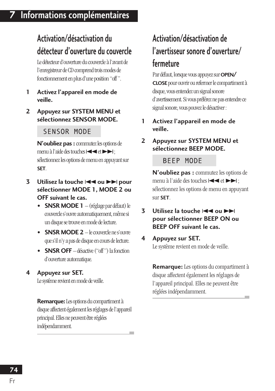 7 informations complémentaires | Pioneer PDR-F10 User Manual | Page 74 / 162