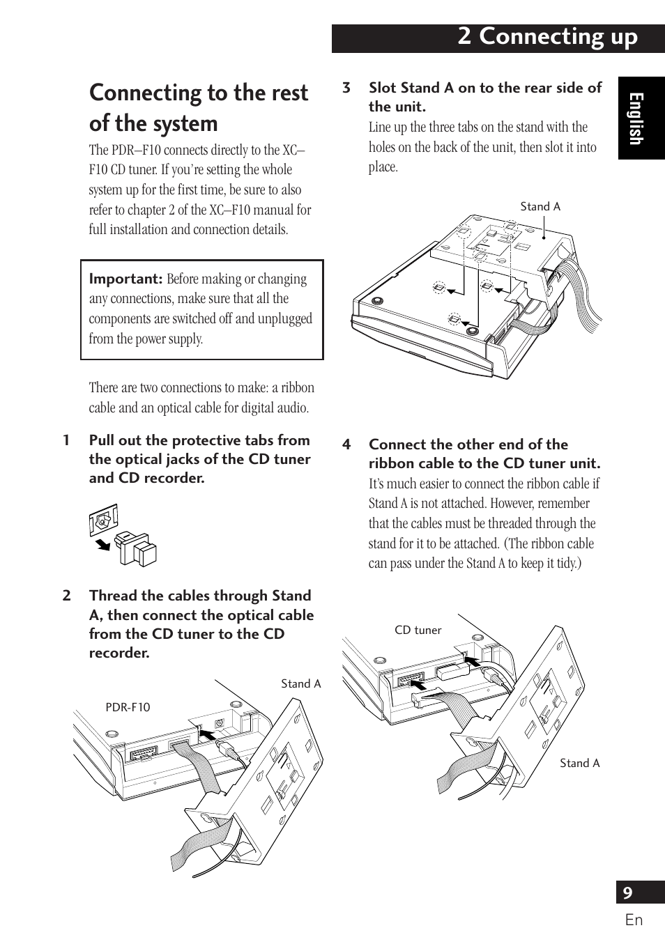 Connecting to the rest of the system, 2 connecting up | Pioneer PDR-F10 User Manual | Page 9 / 162