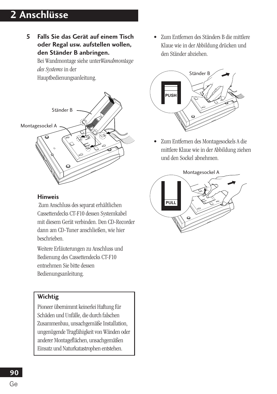 2 anschlüsse | Pioneer PDR-F10 User Manual | Page 90 / 162