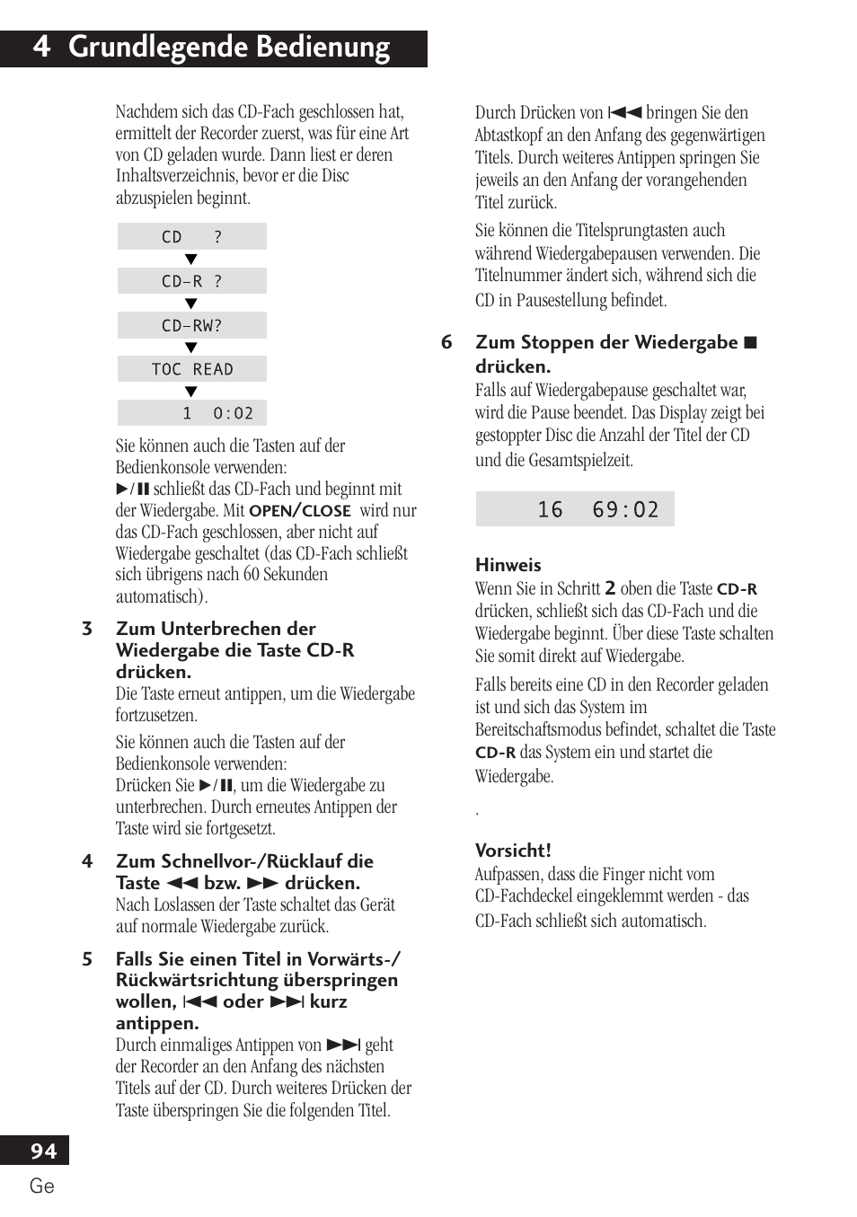 4 grundlegende bedienung | Pioneer PDR-F10 User Manual | Page 94 / 162