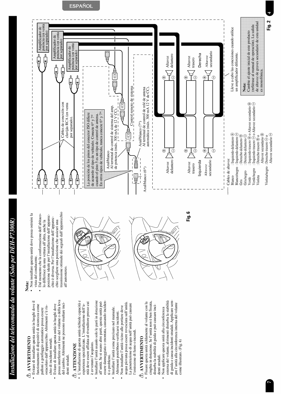 Às avvertimento, H attenzione, Avvertimento | Nota, Fig.2 | Pioneer DEH-P7300R User Manual | Page 13 / 26