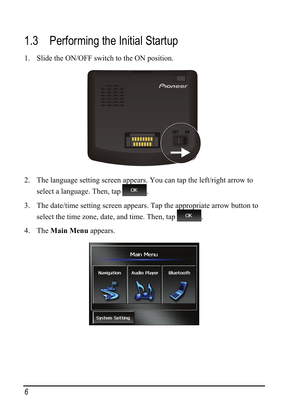3 performing the initial startup, Performing the initial startup | Pioneer AVIC-S2 User Manual | Page 12 / 45