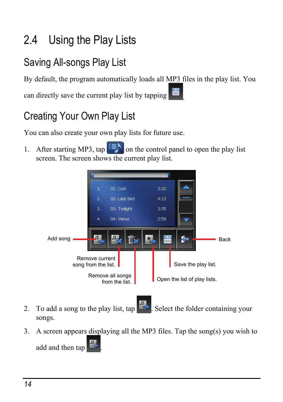 4 using the play lists, Saving all-songs play list, Creating your own play list | Using the play lists | Pioneer AVIC-S2 User Manual | Page 20 / 45