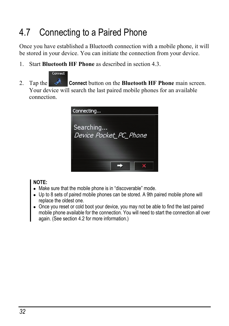 7 connecting to a paired phone, Connecting to a paired phone | Pioneer AVIC-S2 User Manual | Page 38 / 45