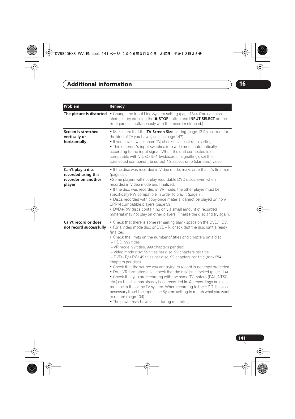 Additional information 16 | Pioneer DVR-540HX-S User Manual | Page 141 / 152