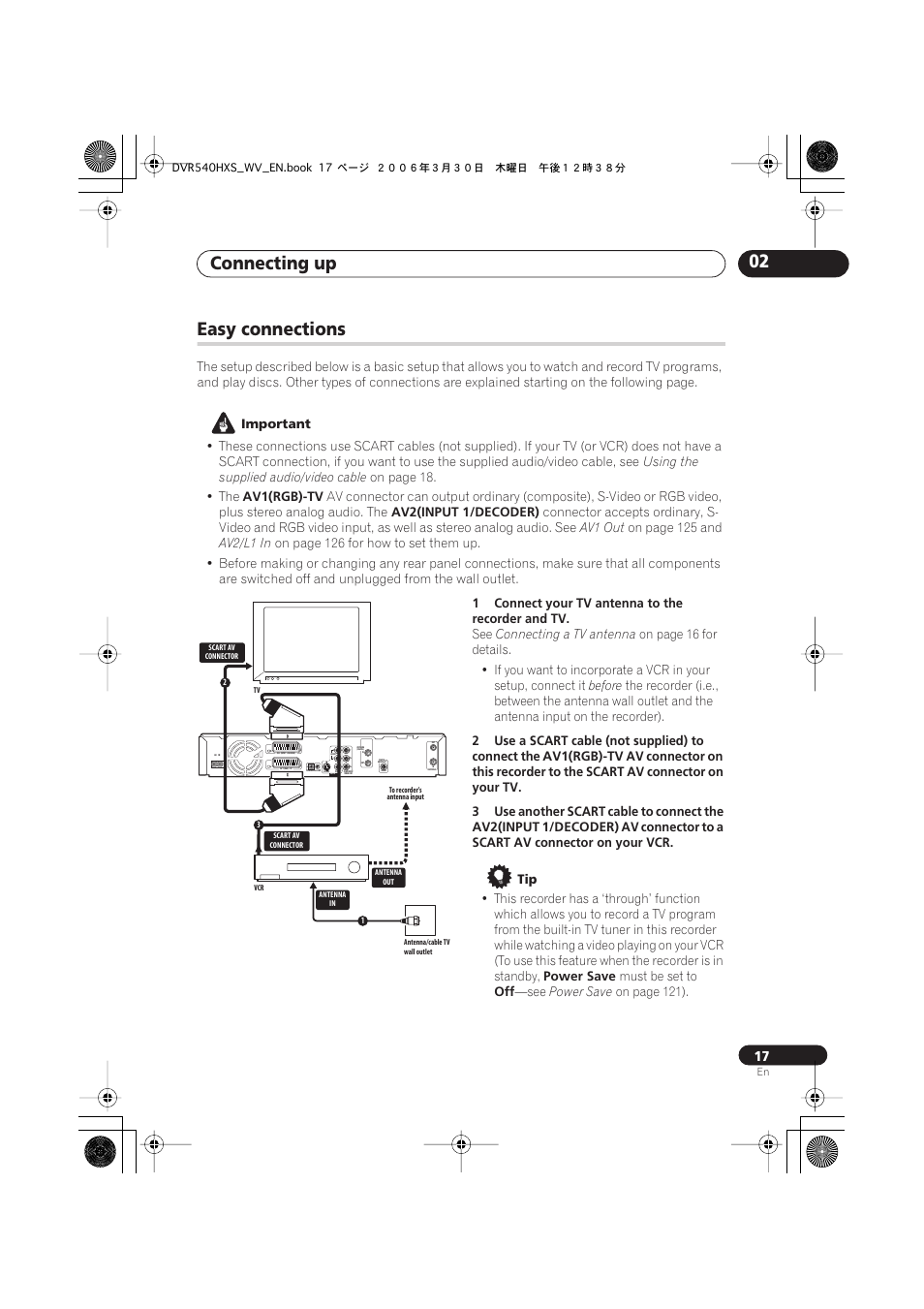 Easy connections, Connecting up 02 | Pioneer DVR-540HX-S User Manual | Page 17 / 152