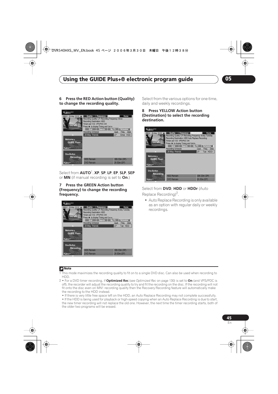 Using the guide plus+® electronic program guide 05 | Pioneer DVR-540HX-S User Manual | Page 45 / 152