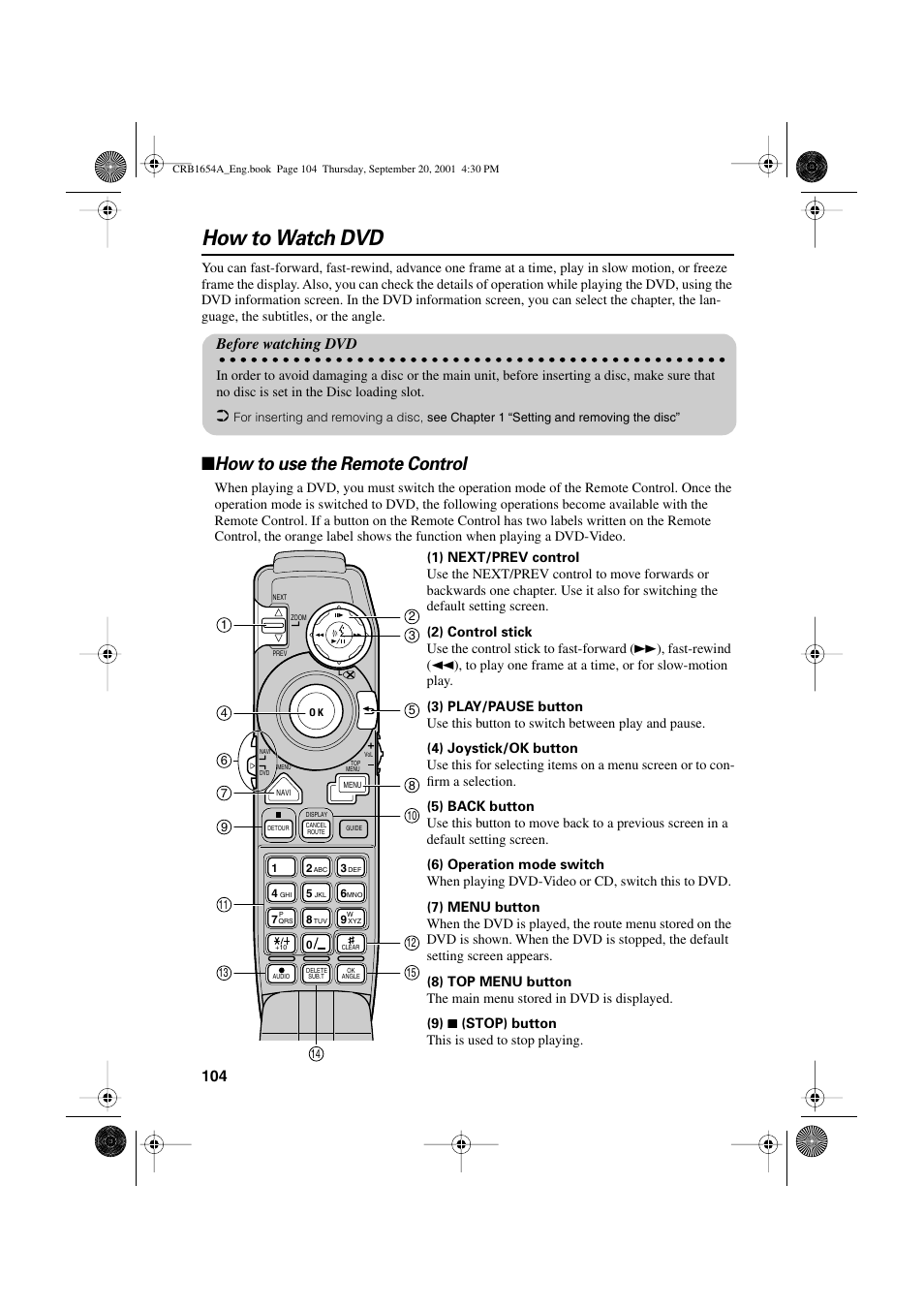 How to watch dvd, How to use the remote control, Before watching dvd | Pioneer AVIC-75DV User Manual | Page 106 / 148