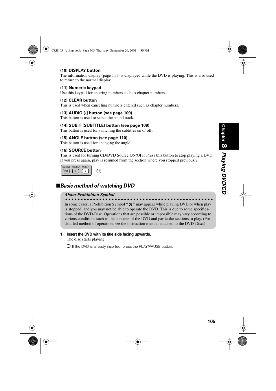 Pla ying d vd/cd, Basic method of watching dvd | Pioneer AVIC-75DV User Manual | Page 107 / 148