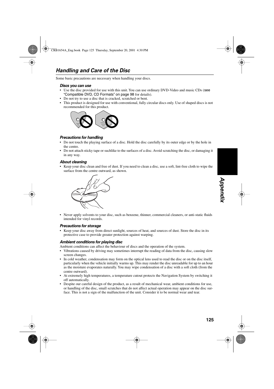 Appendix handling and care of the disc | Pioneer AVIC-75DV User Manual | Page 127 / 148