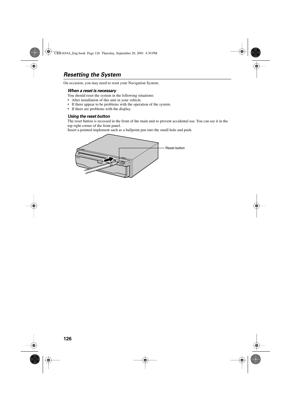 Resetting the system | Pioneer AVIC-75DV User Manual | Page 128 / 148