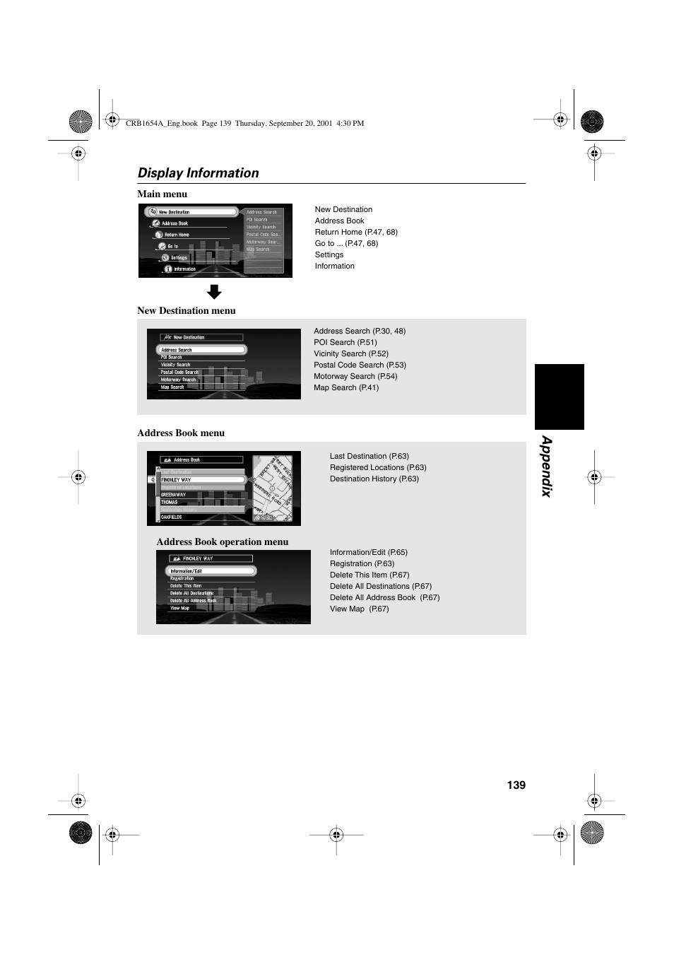 Appendix display information | Pioneer AVIC-75DV User Manual | Page 141 / 148