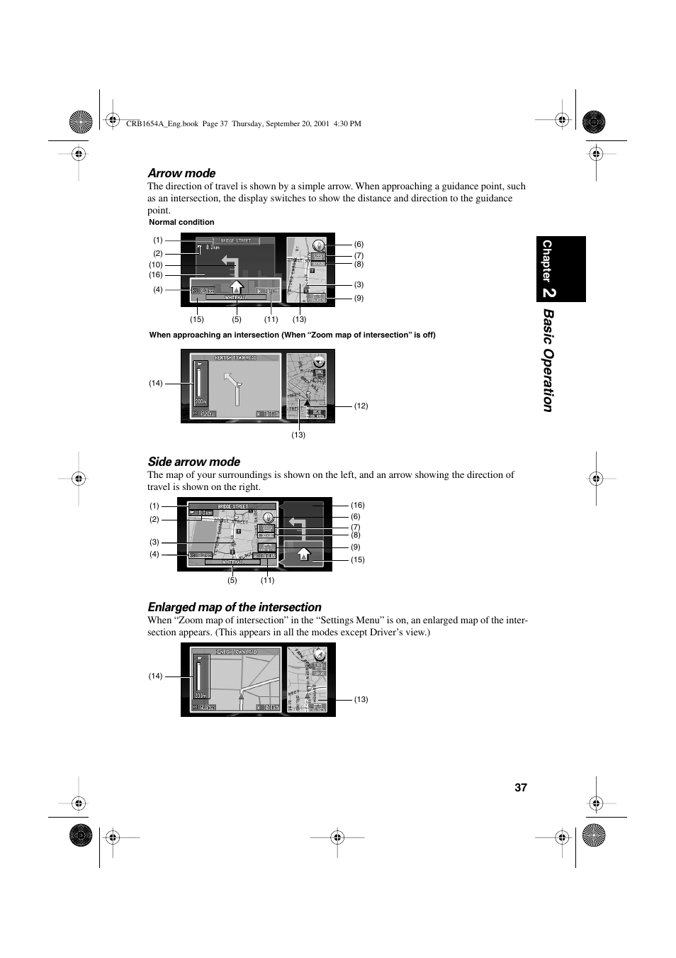 Basic operation, Arrow mode, Side arrow mode | 37 chapter | Pioneer AVIC-75DV User Manual | Page 39 / 148
