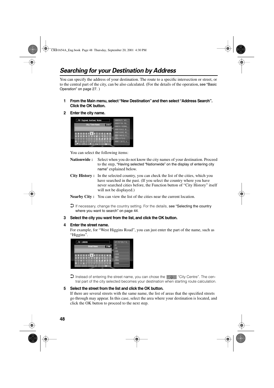 Searching for your destination by address | Pioneer AVIC-75DV User Manual | Page 50 / 148