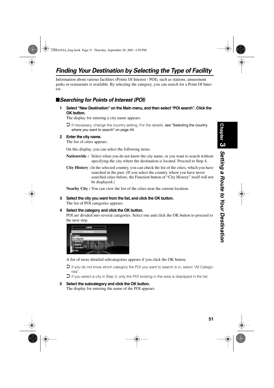 Setting a route to y our destination, Searching for points of interest (poi) | Pioneer AVIC-75DV User Manual | Page 53 / 148