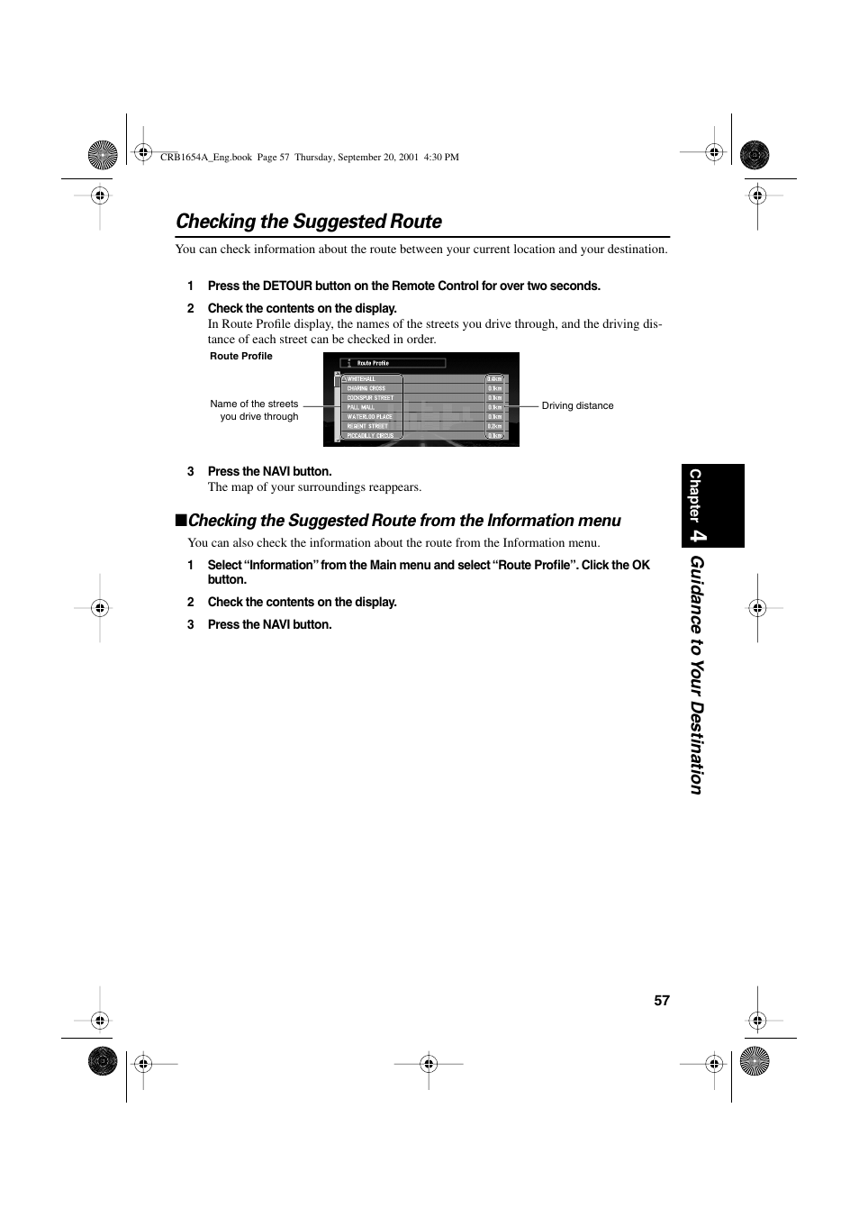 Checking the suggested route, Guidance to y our destination | Pioneer AVIC-75DV User Manual | Page 59 / 148