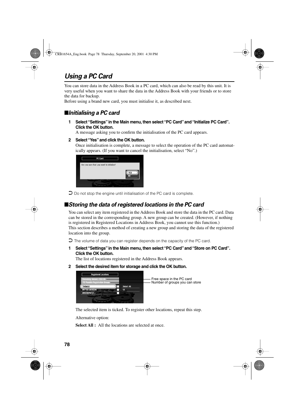 Using a pc card, Initialising a pc card | Pioneer AVIC-75DV User Manual | Page 80 / 148
