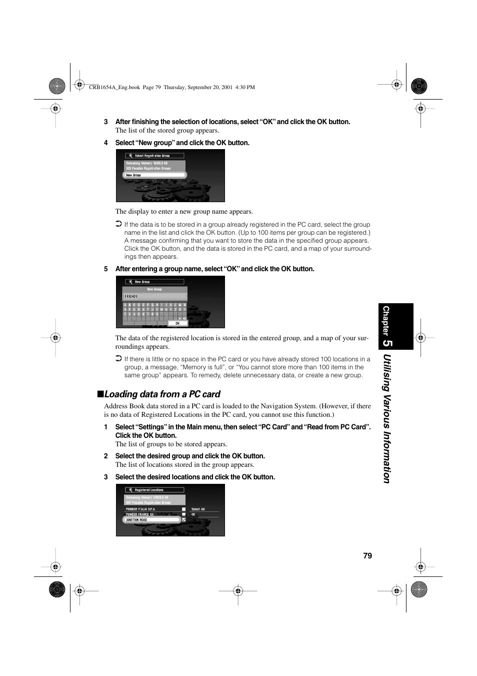 Utilising v arious inf ormation, Loading data from a pc card | Pioneer AVIC-75DV User Manual | Page 81 / 148