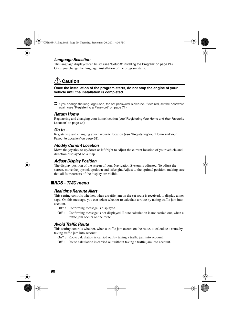 Caution, Rds - tmc menu | Pioneer AVIC-75DV User Manual | Page 92 / 148