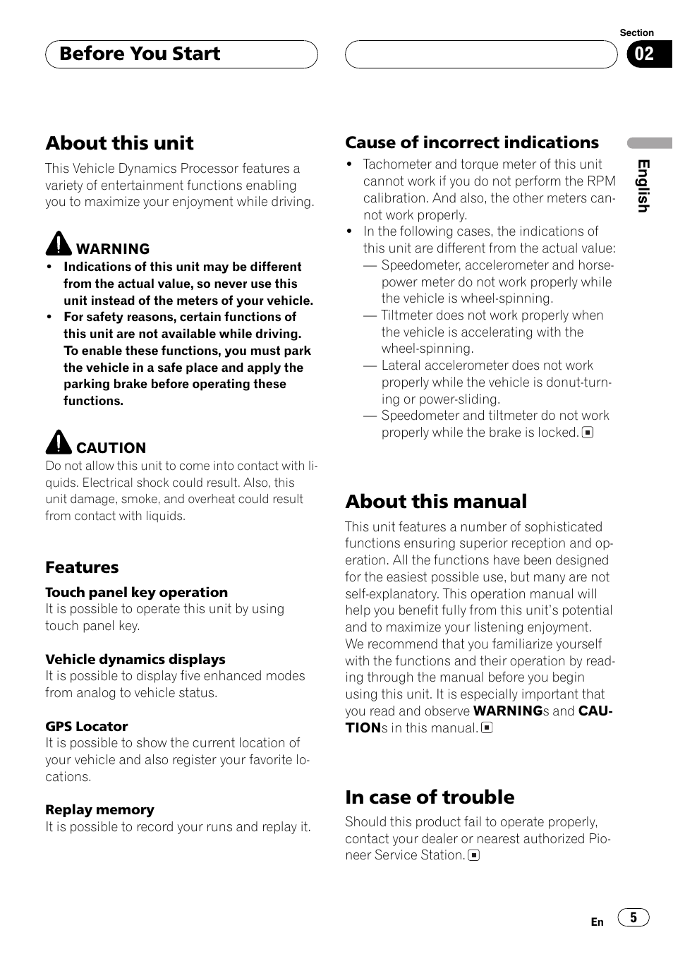 About this unit, About this manual, Before you start | Pioneer AVG-VDP1 User Manual | Page 5 / 108