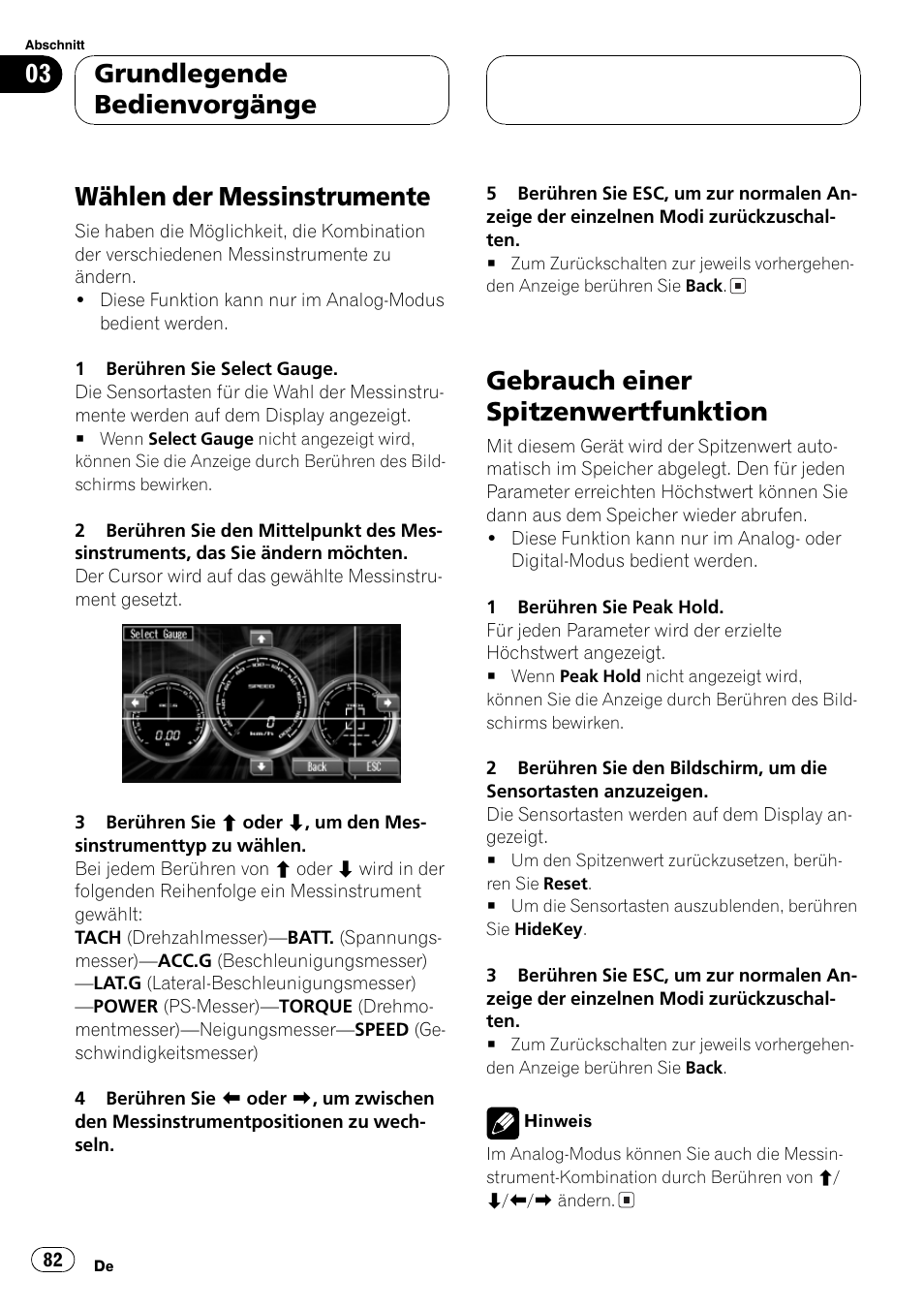 Wählen der messinstrumente 82, Gebrauch einer spitzenwertfunktion 82, Wählen der messin | Strumente auf seite 82), Gebrauch einer spitzenwert, Funktion auf seite 82), Wählen der messinstrumen, Te auf seite 82, Gebrauch einer spitzenwertfunk, Tion auf seite 82 | Pioneer AVG-VDP1 User Manual | Page 82 / 108