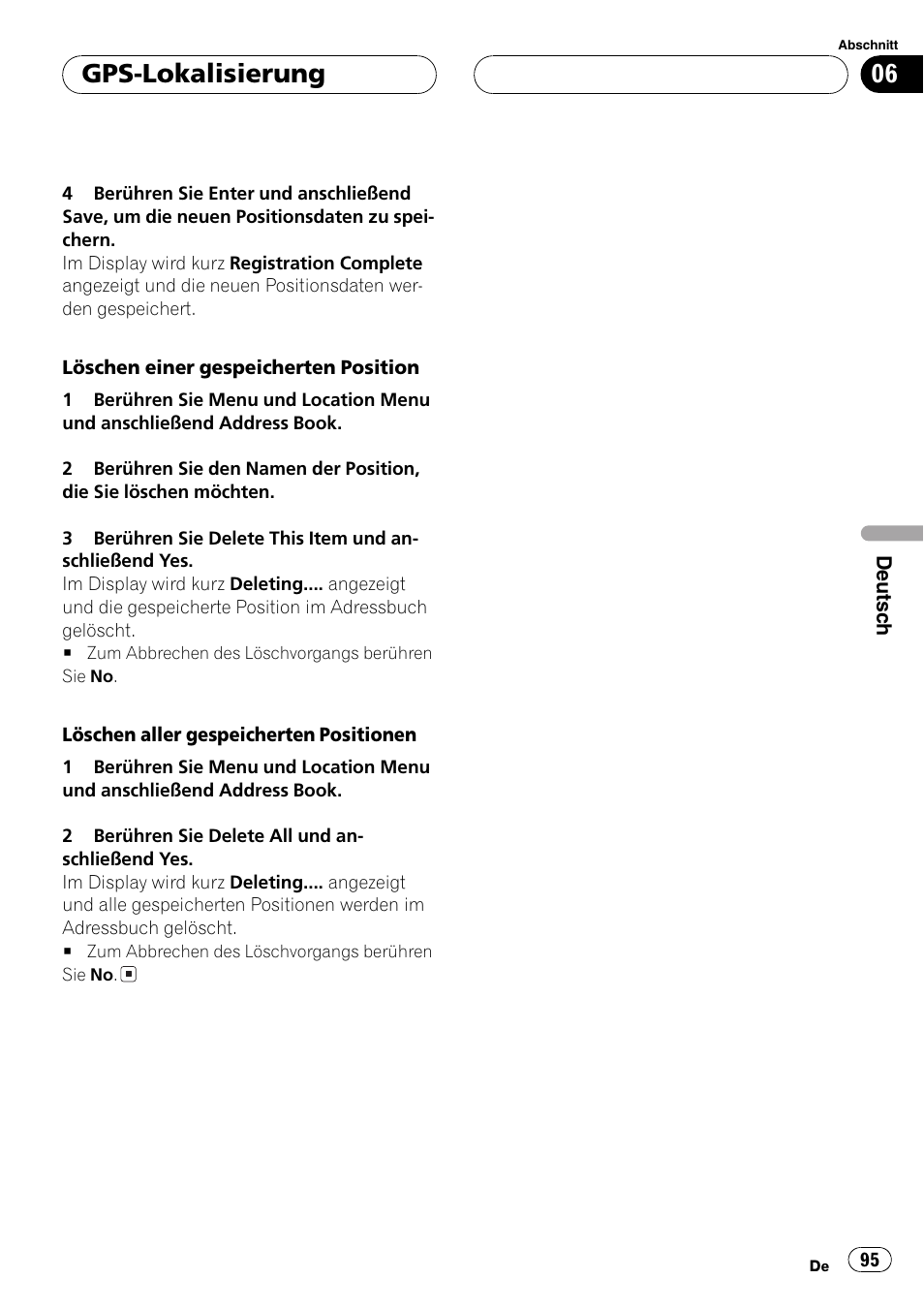Gps-lokalisierung | Pioneer AVG-VDP1 User Manual | Page 95 / 108