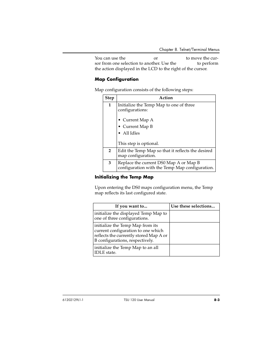 Map configuration -3 initializing the temp map -3 | ADTRAN TSU 120e User Manual | Page 101 / 140