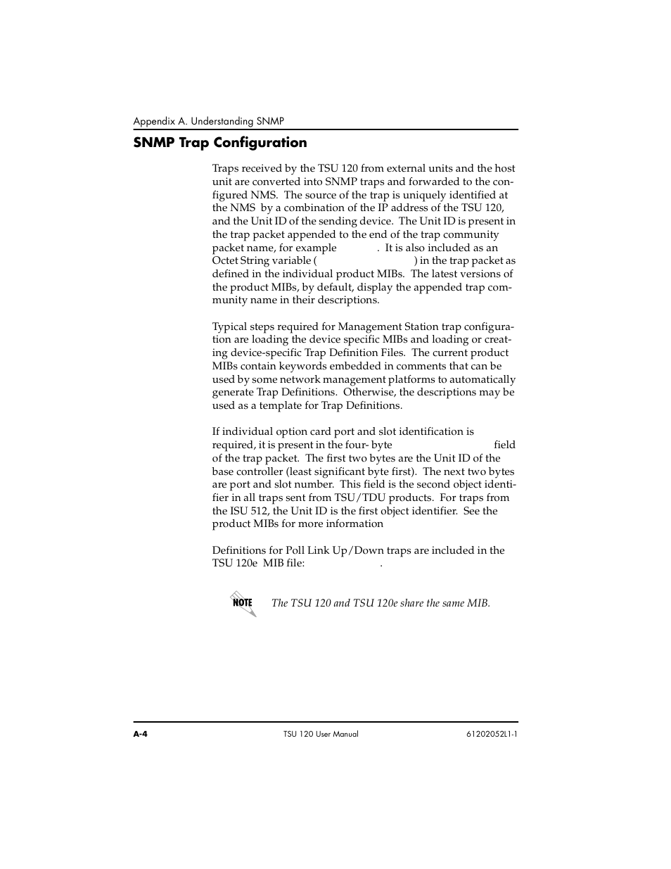 Snmp trap configuration | ADTRAN TSU 120e User Manual | Page 112 / 140