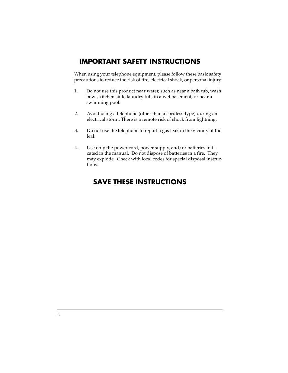 Important safety instructions, Save these instructions | ADTRAN TSU 120e User Manual | Page 12 / 140